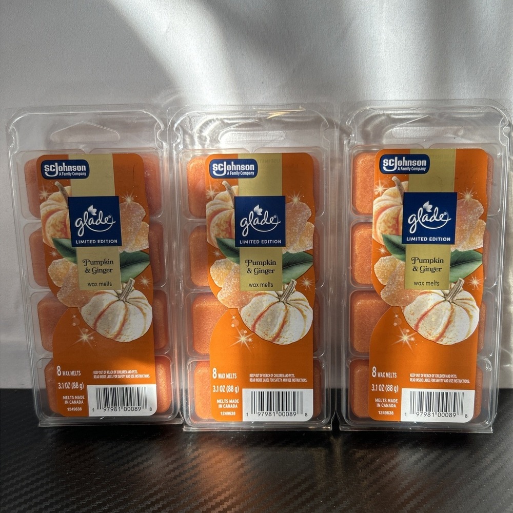Glade Wax Melts Pumpkin And Ginger Limited Edition 3 packs with 8 = 24 Cubes Lot